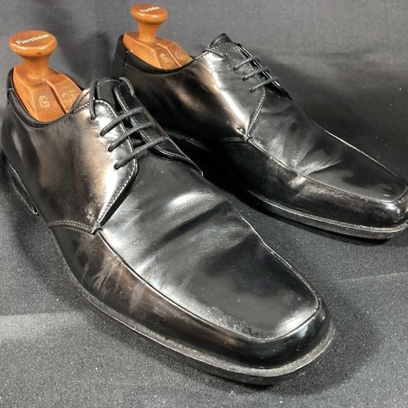 Prada Oxford Black Leather‎ Men's Dress Lace Up Shoes Size 9.5 Italy Made